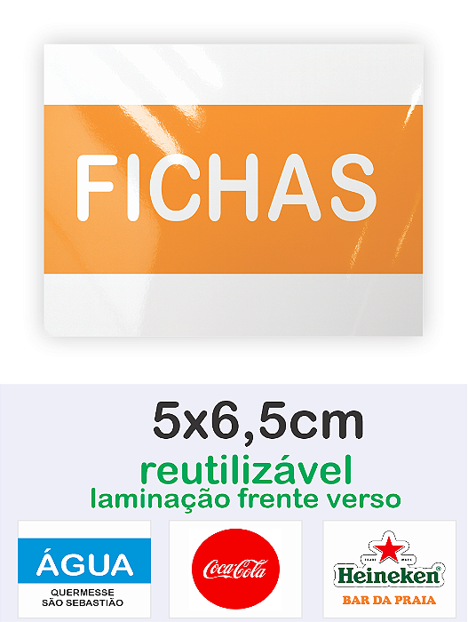 FICHA PARA BAR FESTAS EVENTOS PAPEL 240G 5X6,5CM REÚTILIZAVEL COM LAMINAÇÃO