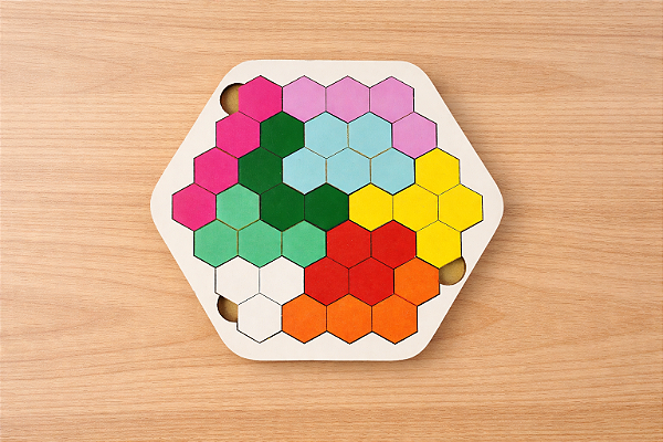 Brinquedo Educativo Quebra Cabeça Colmeia 13x14 Madeira