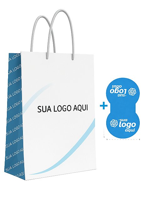 Kit 50 Sacola 12x16x5cm + 50 Adesivos Lacre Personalizado