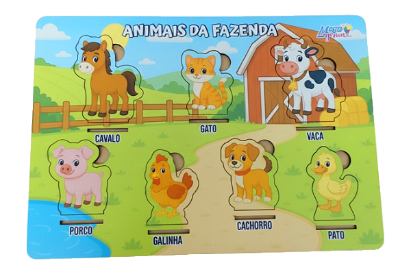 Jogo Educativo Tabuleiro Animais Da Fazenda Madeira Encaixe