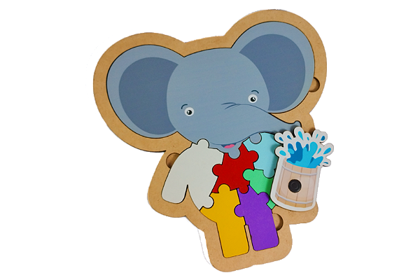 Brinquedo Educativo Infantil Quebra Cabeça Elefante Madeira Mdf Madeira Com Imã