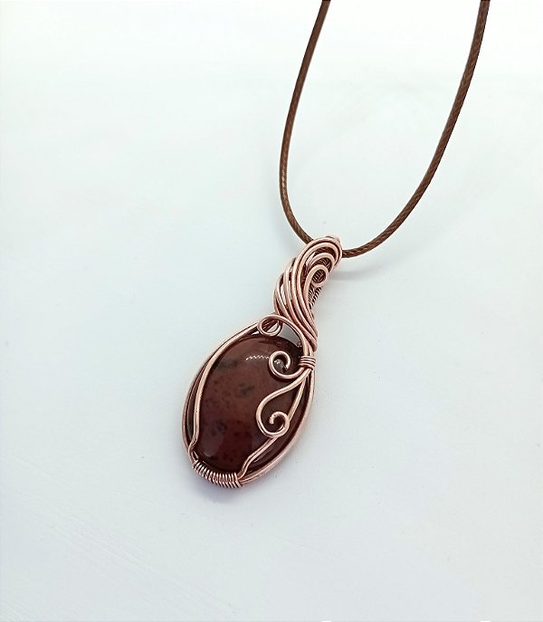 Colar com pingente de Obsidiana Mahogany