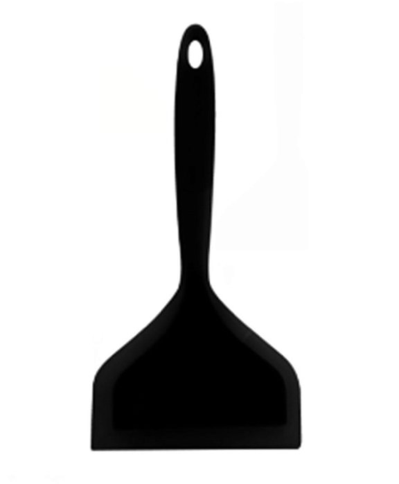 Espátula Larga com Cabo Maciço  25cm em Silicone  Preto UNYHOME.