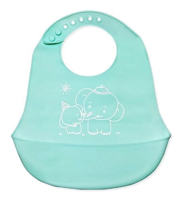 Babador Cata Migalhas em Silicone Reutilizável para Bebê Verde Agua UnyHome.