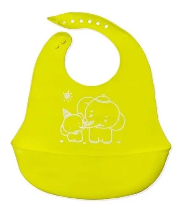 Babador Cata Migalhas em Silicone Reutilizável para Bebê Amarelo UnyHome.