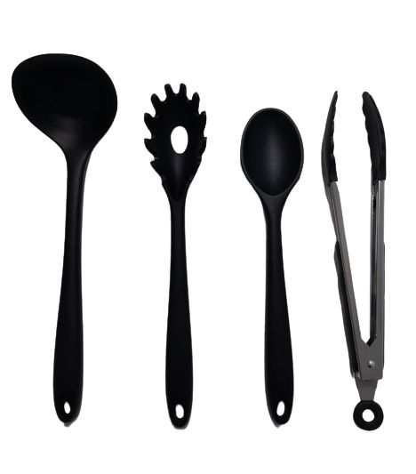 Jogo 4 Peças Silicone - Luxo - Preto Inteiriço Uny Home