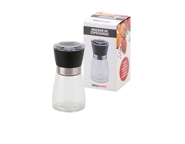 Moedor De Especiarias De Inox E Vidro 13cm UnyHome