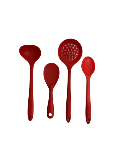 Jogo 4 Peças Em  Silicone  Vermelho  Livre de BPA . UnyHome.