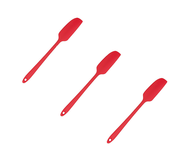 Tres Espátulas Culinária Reta Profissional Silicone Maciço 28cm Altas Temperaturas UnyHome