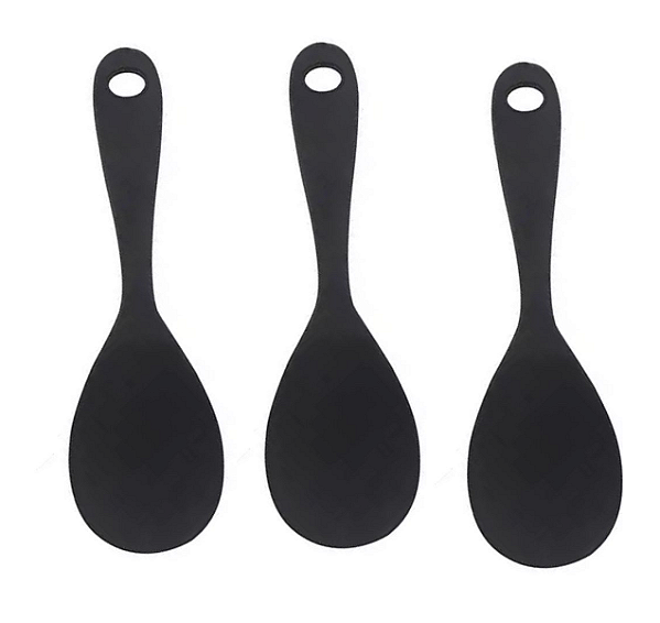 Jogo 3 peças de Colher de Servir em Silicone  Preto Livre de Bpa 22,5cm UnyHome.