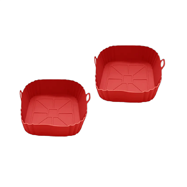 Jogo com 2 Forros para Air Fryer 4L Quadrada Silicone Vermelho - UnyHome