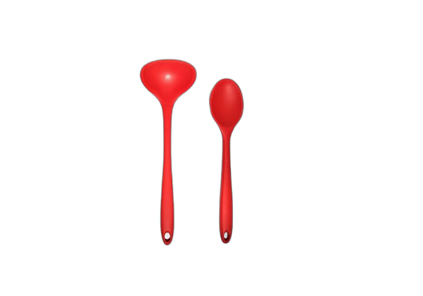 Conjunto de Concha 29,5cm e Colher 27cm em Silicone Vermelho - UnyHome