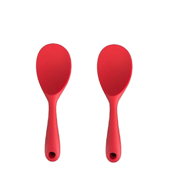 Conjunto de Colheres de Silicone Maciço - 22,5 cm - Cor Vermelha  UnyHome.