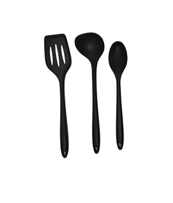 Conjunto de Utensílios de Cozinha em Silicone Preto - 3 Peças - UnyHome