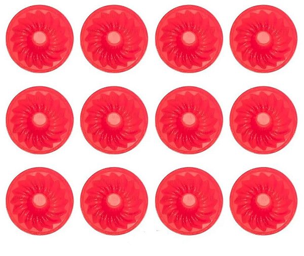 Formas para Mini Pudim com 12 Peças em Silicone  Vermelho Livre de BPA UnyHome.