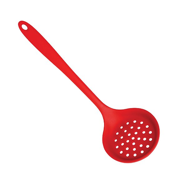 Escumadeira inteiriço 32cm em Silicone Vermelho Livre de BPA UnyHome.