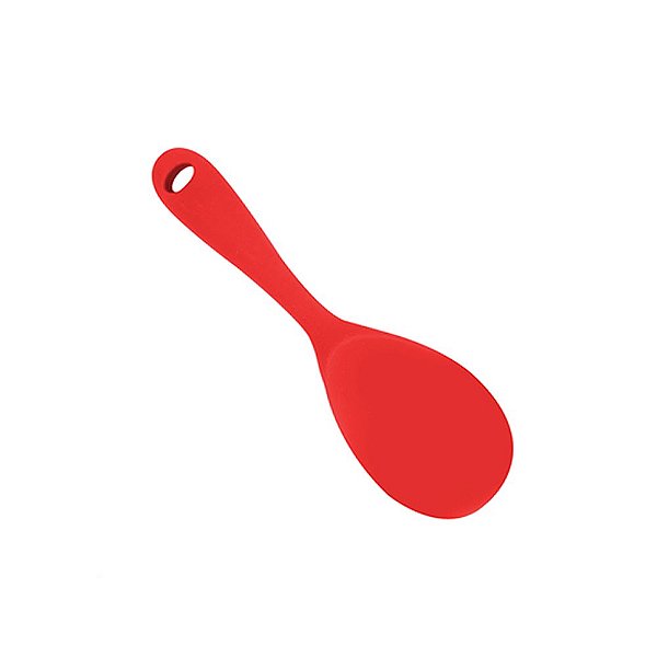 Colher de Servir Cabo Maciço de  22,5cm em Silicone Vermelho Livre de BPA UnyHome.