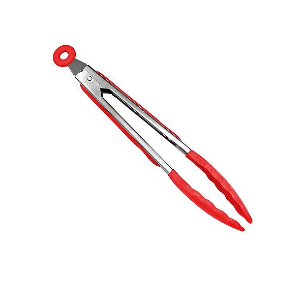 Pinça Pegador Multiuso Pegador de 25,5cm em Silicone Vermelho UnyHome.