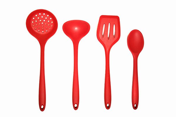 Kit 4 Peças Silicone - Inteiriço - Vermelho