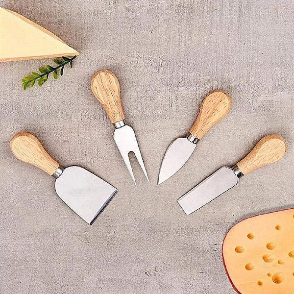 Conjunto Jogo De Utensílios Para Queijo Inox 4 Peças