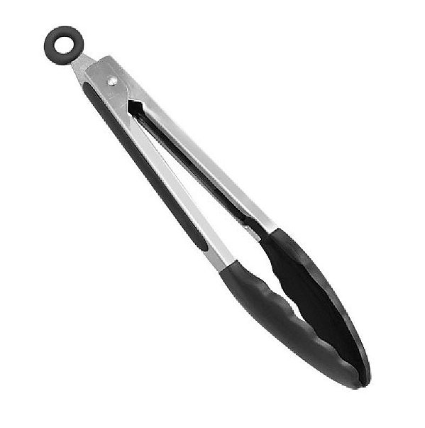 Pinça Pegador Multiuso de 25,5cm  em Silicone Preto UnyHome.