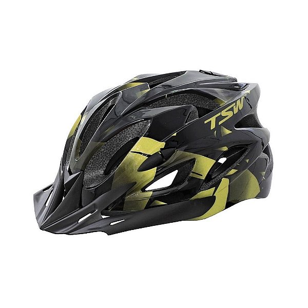 Capacete TSW mtb raptor ii led pt/cz/dourado c/vis.