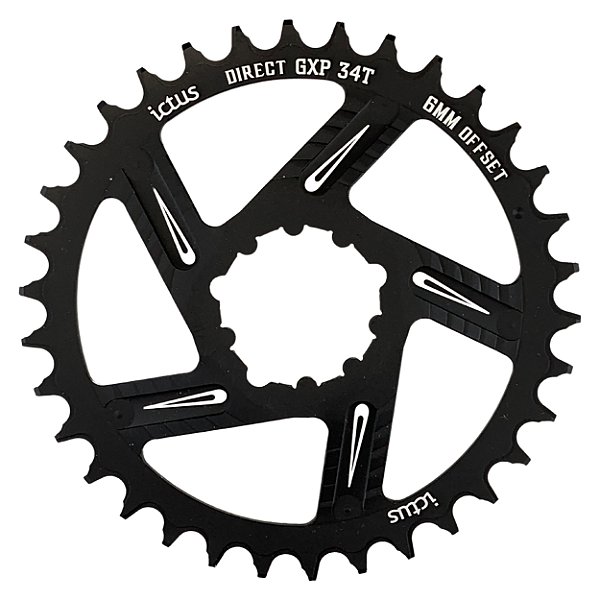 Coroa Ictus Direct GXP Offset 6MM 34 T Preta - Compatível com Sram