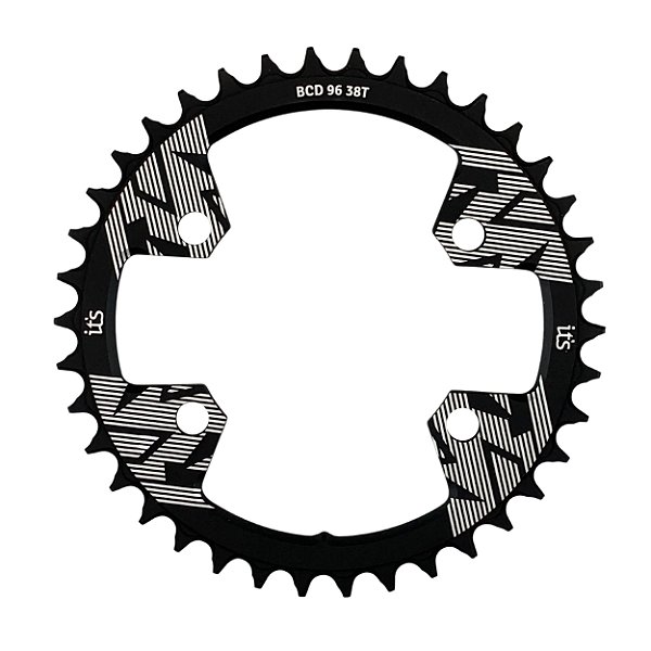 Coroa Ictus BCD 96 Assimetrica 38 T Preta – Compatível Shimano