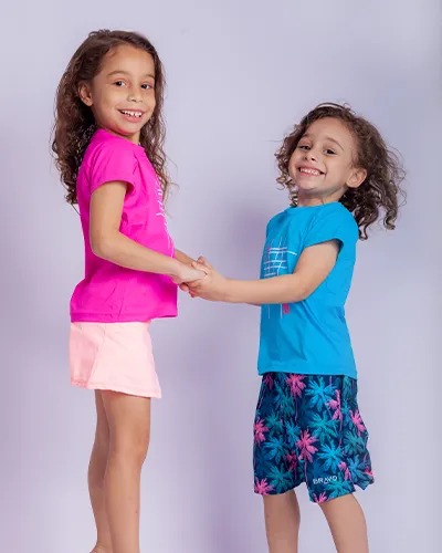 Camiseta Infantil Grid Manga Curta Azul Claro Tamanho:6