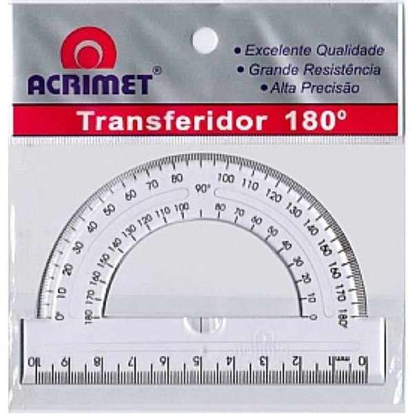 Transferidor Poliestireno 180° Cristal - Acrimet