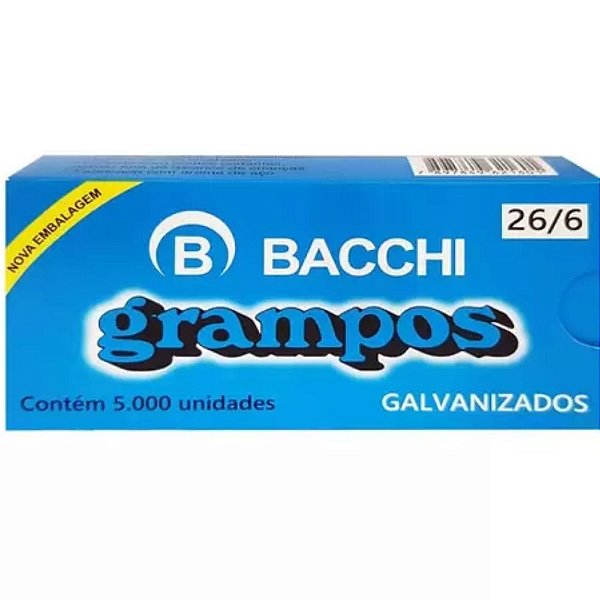 Grampo 26/6 Galvanizado Caixa com 5.000 - Bacchi