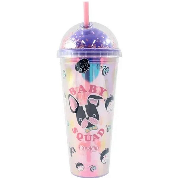 Copo Canudo Baby Squad Bulldog 750ml Capricho - Zona Criativa