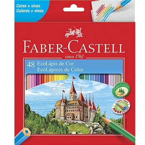 Lápis De Cor Ecolápis Sextavado Com 48 Cores - Faber Castell