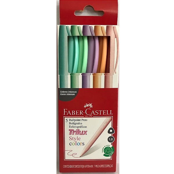 Caneta Trilux Style Colors Com 5 Cores - Faber Castell