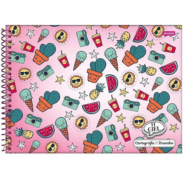Caderno Cartografia Espiral Capa Flexível 96 Folhas It Girl - Jandaia