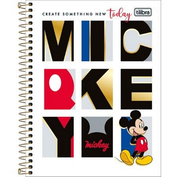 Caderno Espiral Capa Dura Colegial 1 Matéria Mickey 80 Folhas - Tilibra