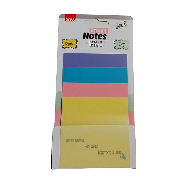 Bloco de Anotações Smart Notes Soul Transparente Tom Pastel - BRW