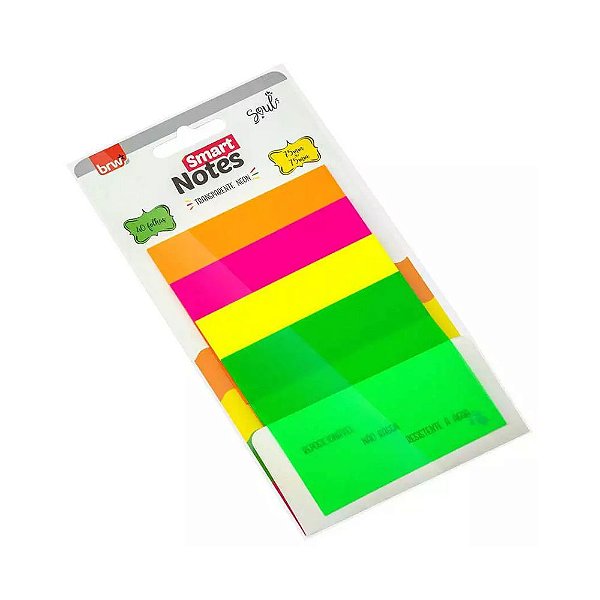 Bloco de Anotações Smart Notes Transparente Neon - BRW