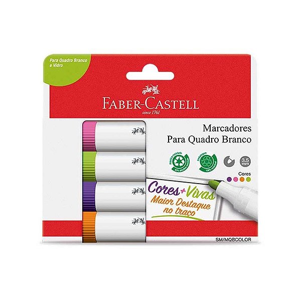 Marcador de Quadro Branco Faber Castell 4 Cores