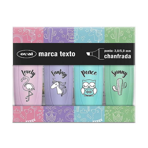 Marca Texto Mini 4 Cores Tons Pastel