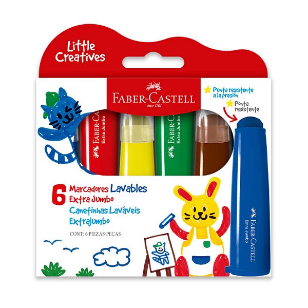 Caneta Hidrográfica Extra Jumbo Com 6 Cores - Faber-Castell