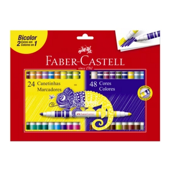 Canetinha Bicolor 48 cores (24 canetinhas) - Faber-Castell