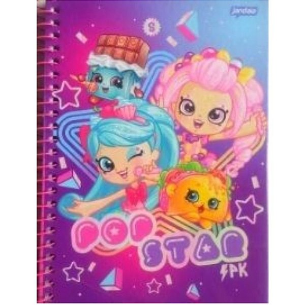 Caderno Espiral Pequeno Shopkins Capa Dura 96 Fls - Jandaia