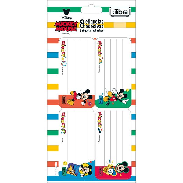 ETIQUETA TILIBRA ESCOLAR MICKEY CARTELA COM 8 3702-P