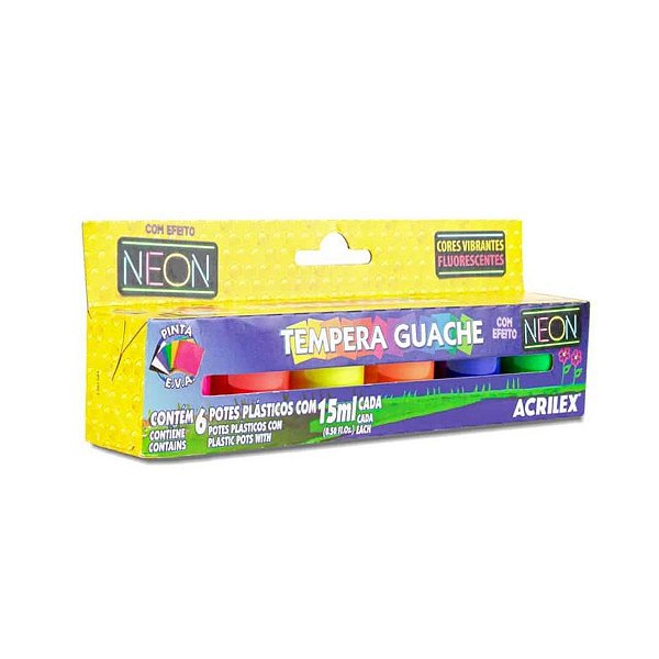 TINTA ACRILEX GUACHE NEON 15ML (CX/6) REF.01006 3375-P