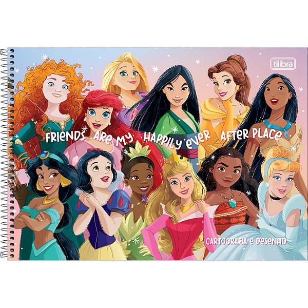 CADERNO TILIBRA CARTOGRAFIA/DESENHO CAPA DURA PRINCESAS 80 FOLHAS 46-P