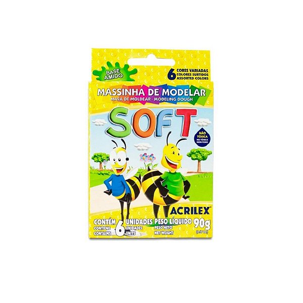 MASSA ACRILEX P/ MODELAR CX/6 SOFT AMIDO REF07316 448-P