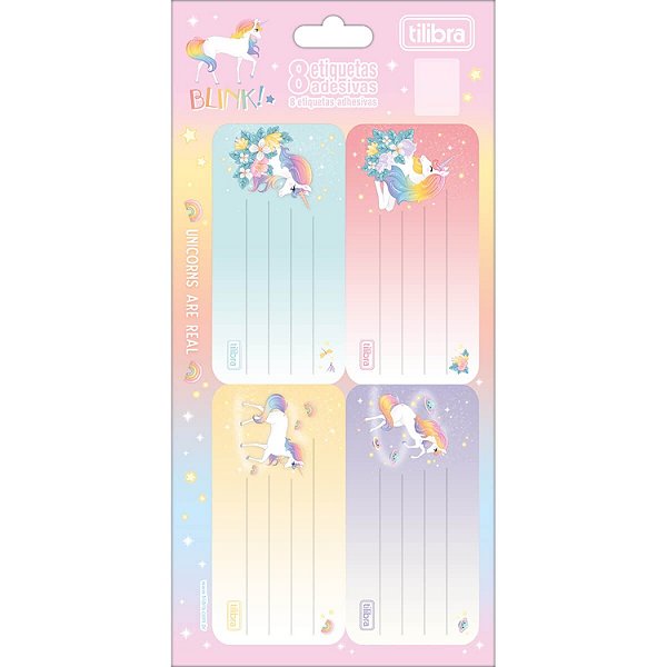 ETIQUETA TILIBRA ESCOLAR BLINK CARTELA COM 8 3725-P (CORES SORTIDAS)