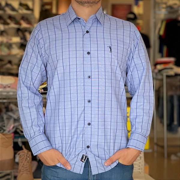 CAMISA ALEATORY MANGA LONGA 7059 SLIM MISTA COM DETALHE MASCULINA