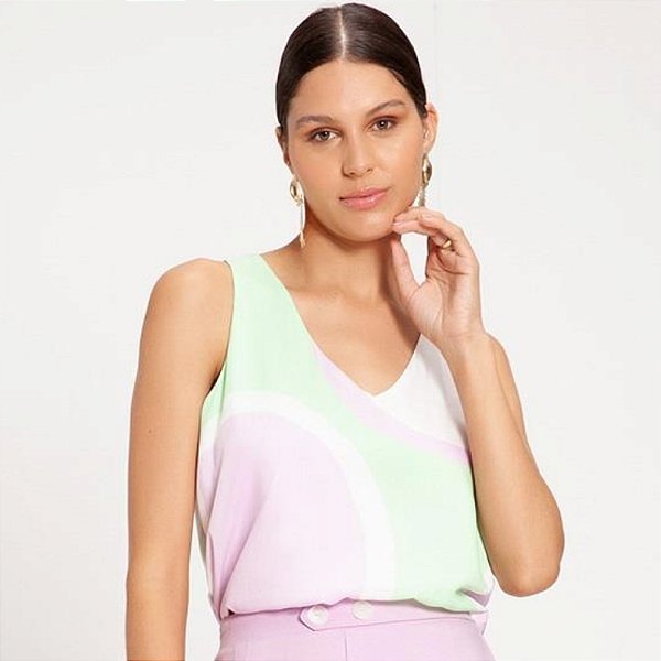 BLUSA LUNENDER REGATA 50717 VISCOSE ESTAMPADA FEMININA
